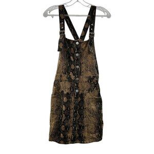 Le Lis Women's Snake Print Bib Dress Tan/Black Size Small Above Knee